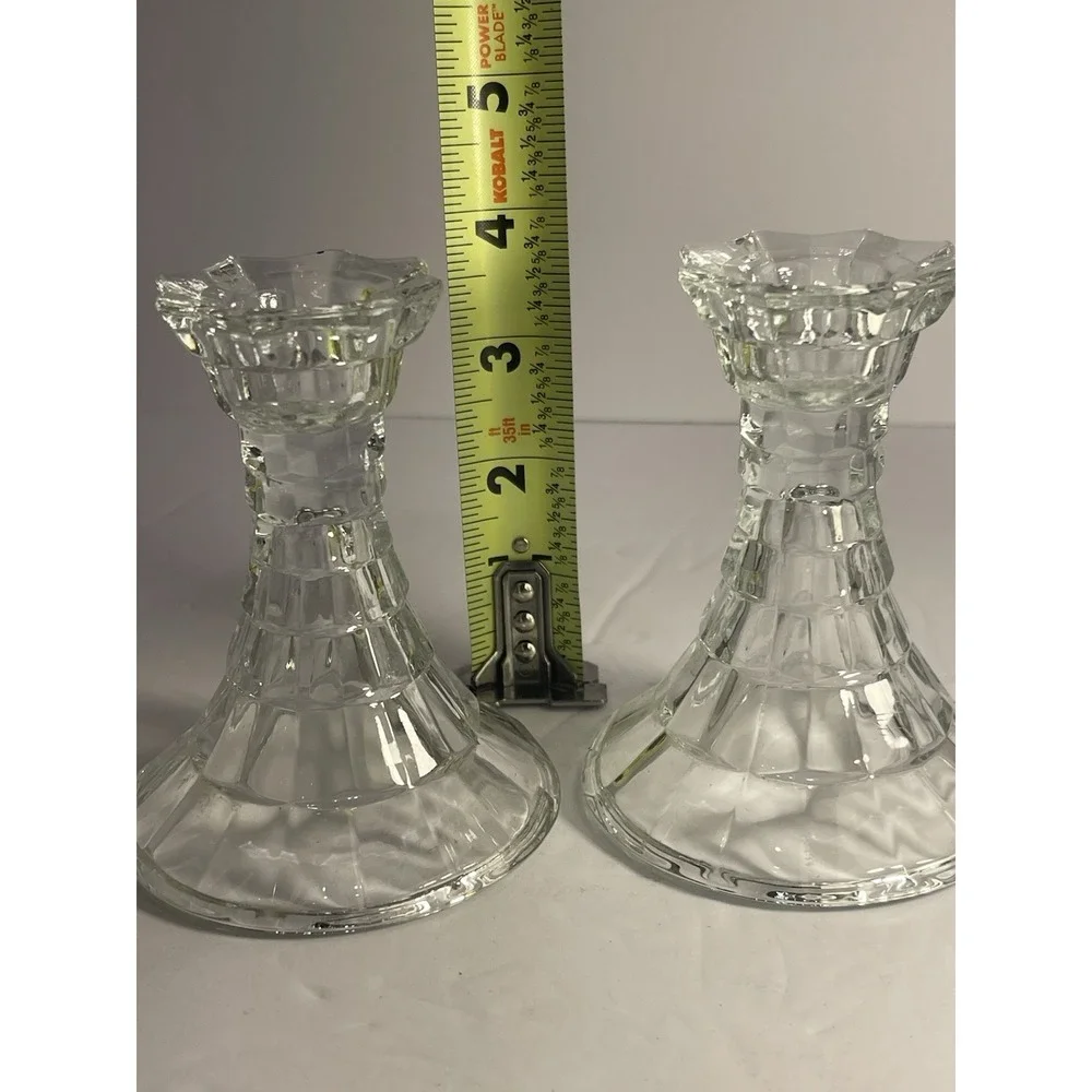 2 Vintage Homeco Lady Love Fostoria Cubist Style Candleholders USA 80-90s